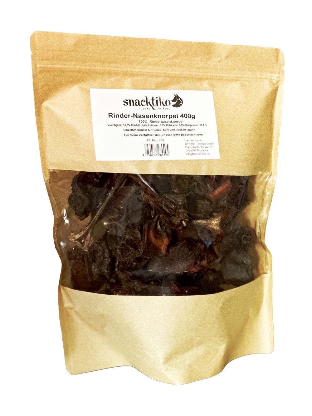 Bio Hunde Snack Rinder-Nasenknorpel 400g Snacktiko - Bild 1