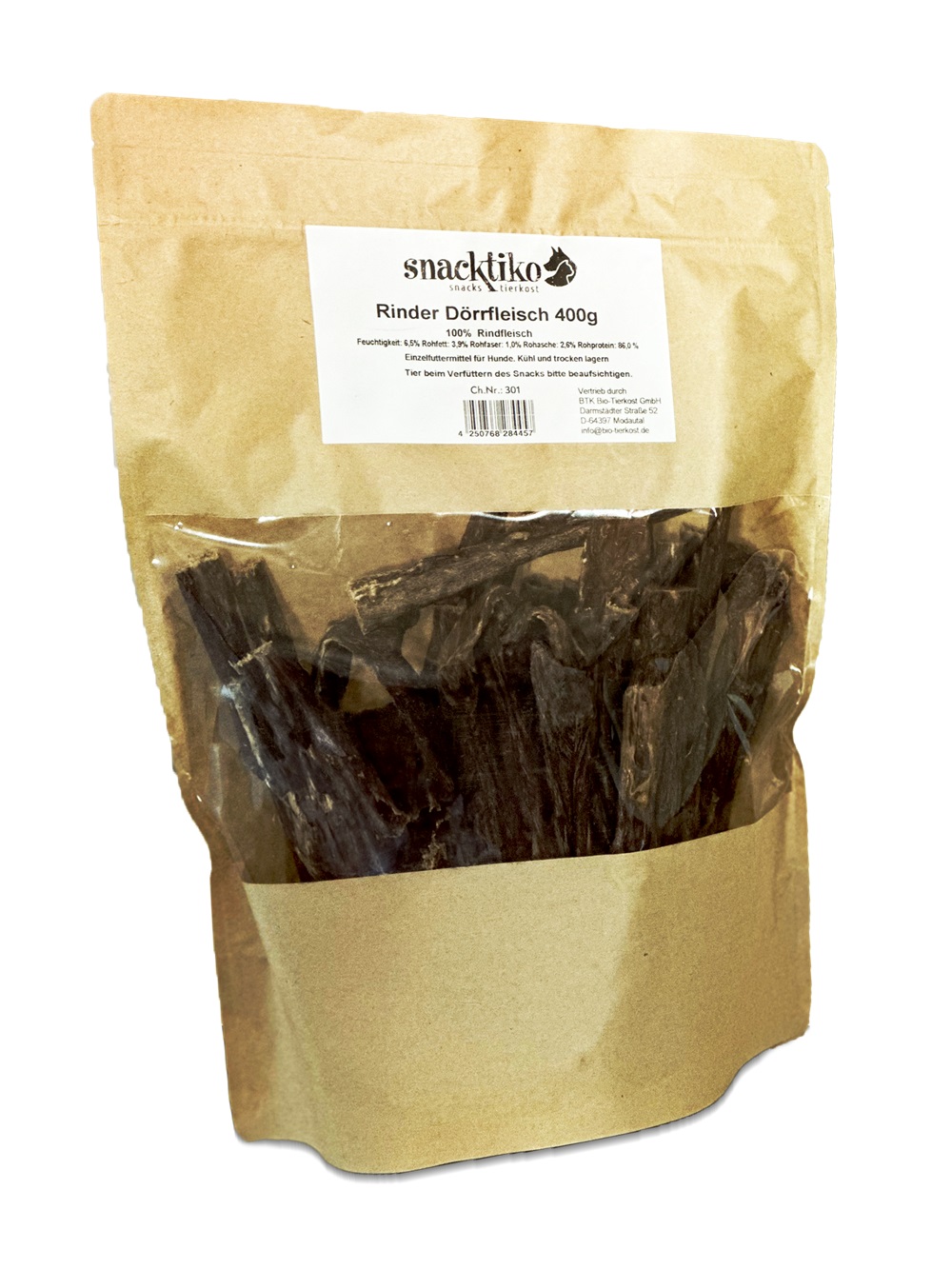 EP KW 42   Bio Hunde Snack Rinder-D&ouml;rrfleisch 400g Snacktiko - Bild 1