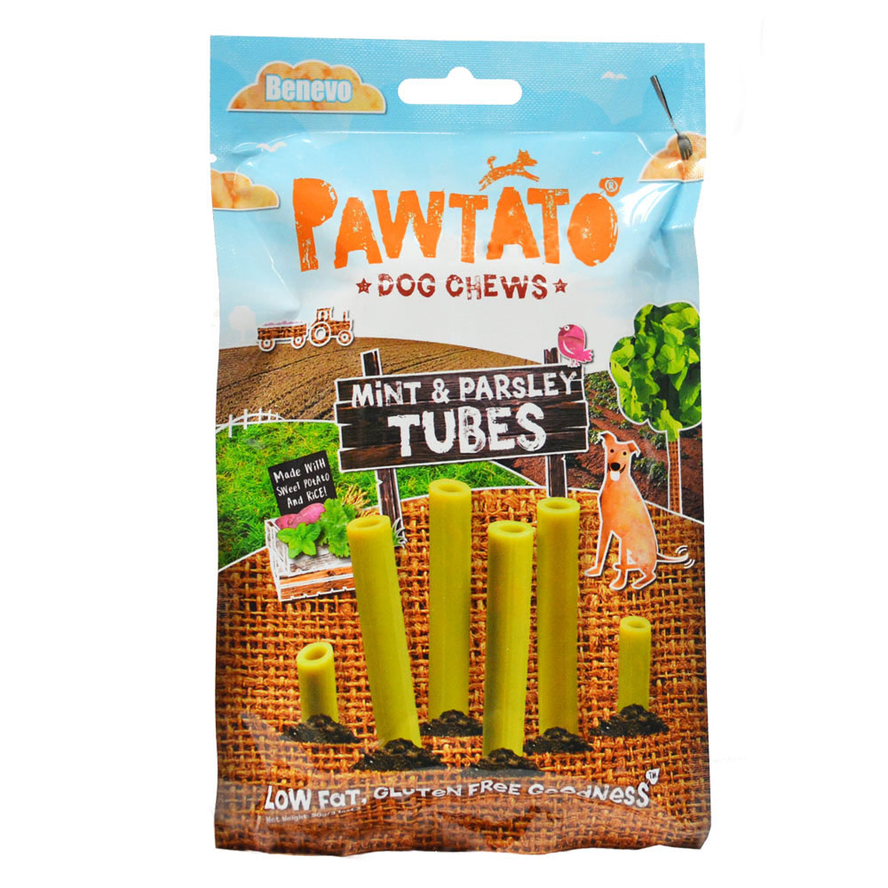 Hunde Leckerli aus Süßkart, vegan, nicht Bio, "Mint&Parsley Tubes" 90g Benevo - Bild 1