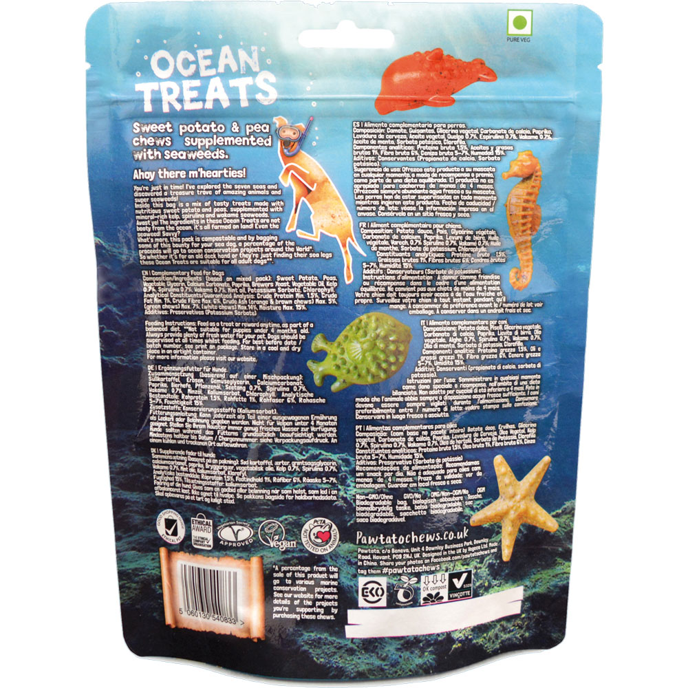 vegane Hunde Leckerli Pawtato Ocean Treats SMALL (nicht Bio) 140g Benevo - Bild 3