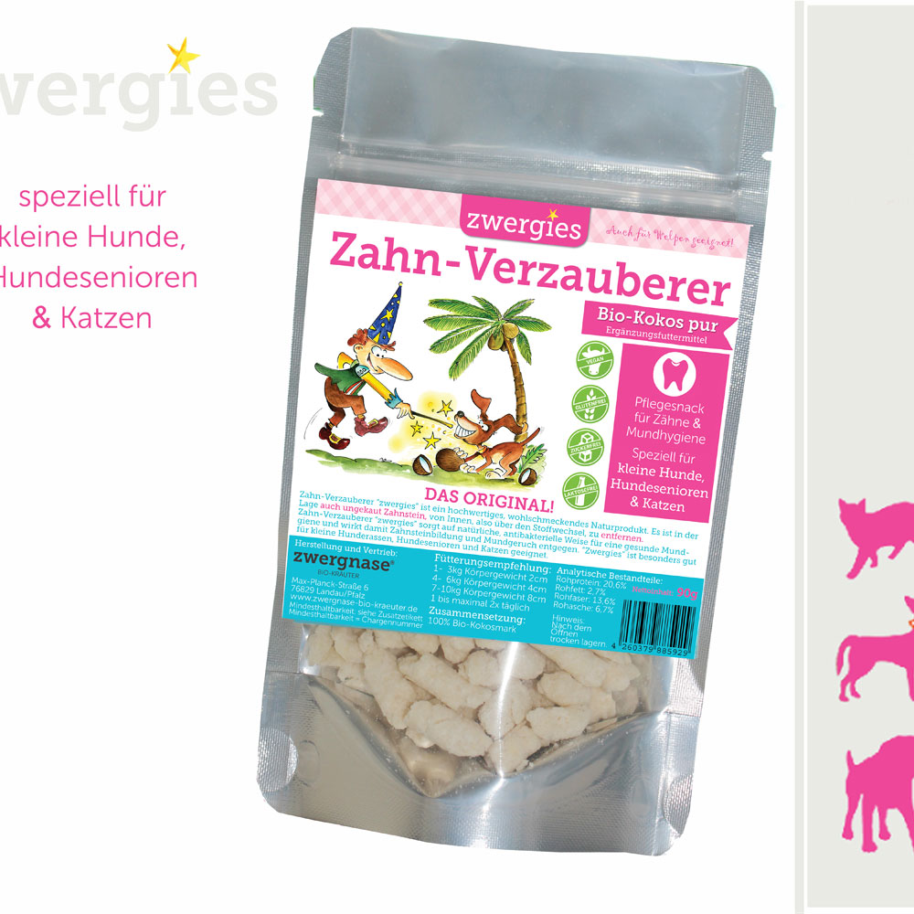 zwergies Zahn-Verzauberer Bio-Kokos Erg&auml;nzungsfutter 90g Zwergnase - Bild 3